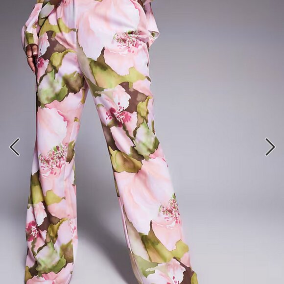 ASOS LUXE Womens Curve Tailored Suit Pants (18) & Jacket (14) Pink Floral Print - Picture 8 of 8
